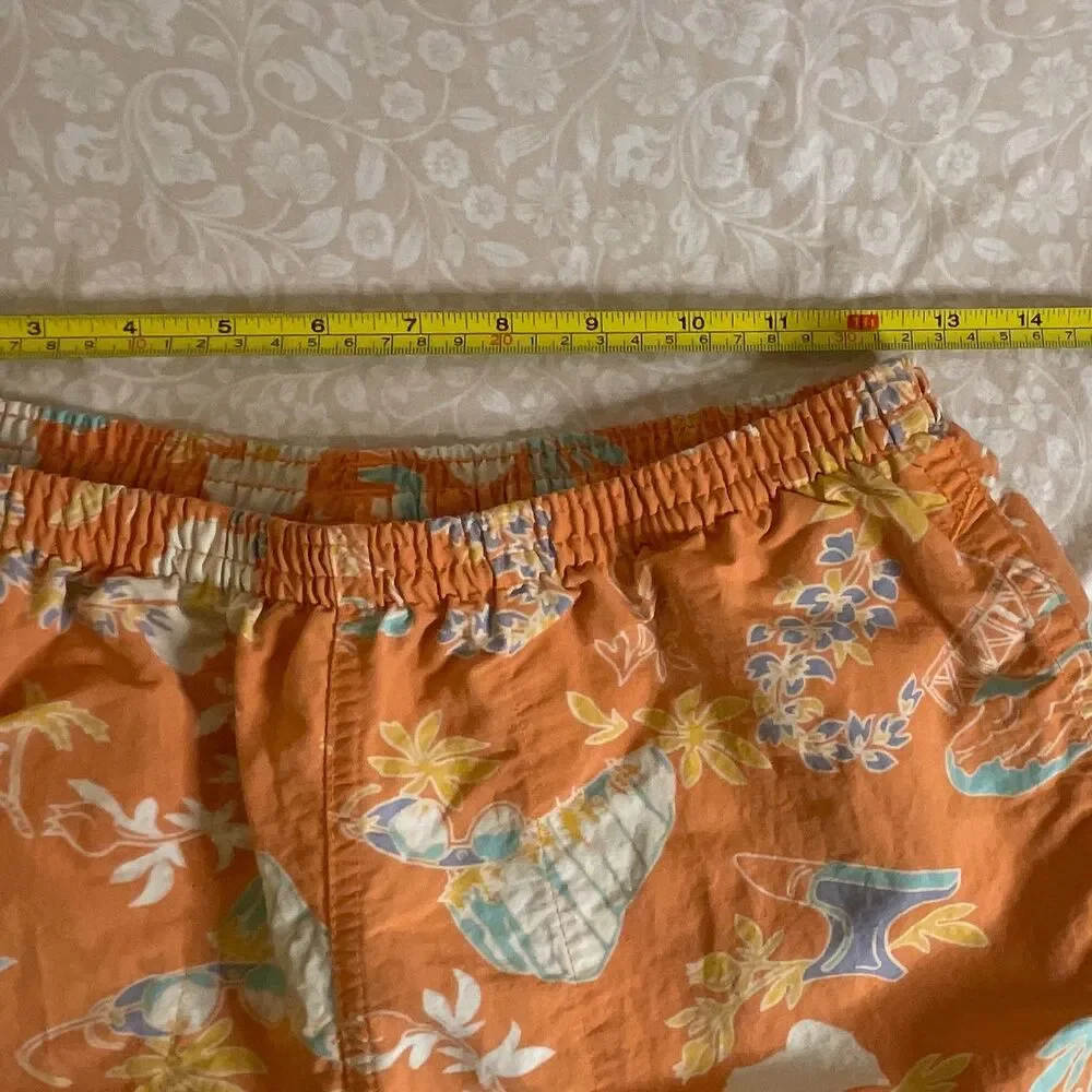 Patagonia Men's S Orange Floral Swim Shorts Mesh Lined Elastic Waist Pockets